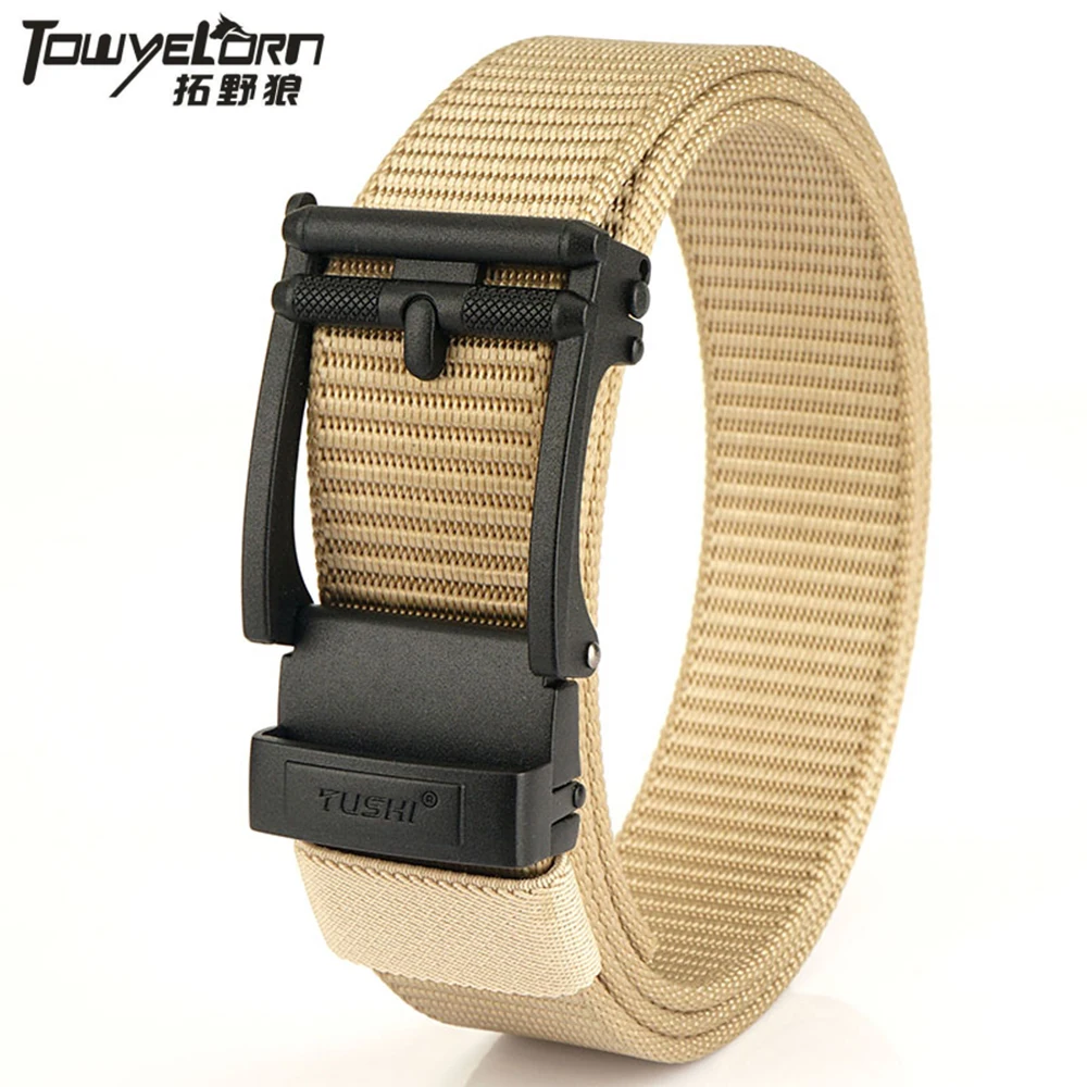 TOWYELORN Metal Automatic Buckle Canvas Men Belt Thick Nylon Jeans Pants Belt Casual Outdoor Multifunctional Tactical Male Belt