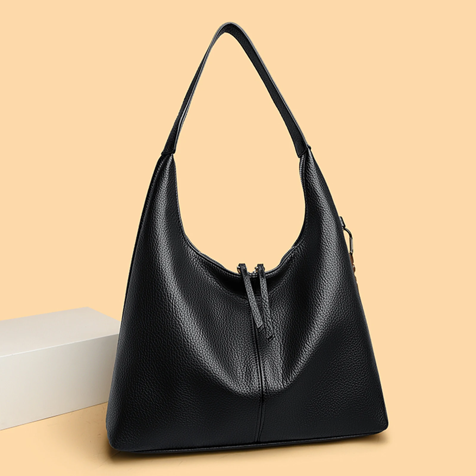 PU Outdoor Travel Bag Solid Color Casual Commuter Bag Vintage Hobo Bag Large for Women Work Daily Shopping Dating