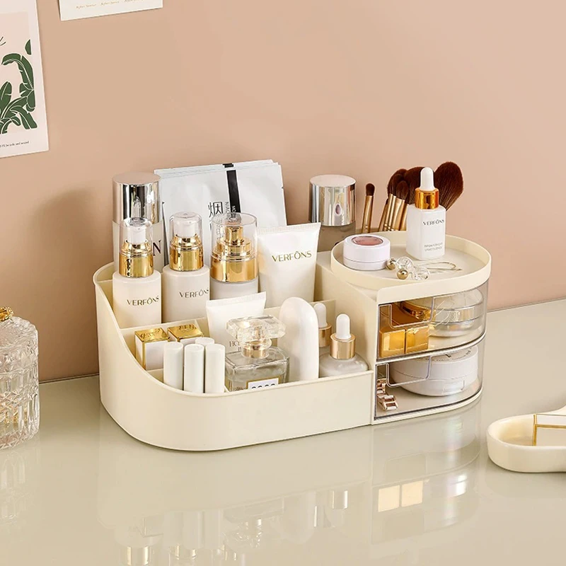 Chic Drawer-Style Cosmetic Organizer Portable Makeup Storage Box For Skincare, Lipstick & More Desktop Storage Stationery Box 3