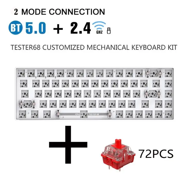 Tester68 게임 기계식 키보드 DIY 68 키 핫 스왑 가능 무선 키패드 Dropship