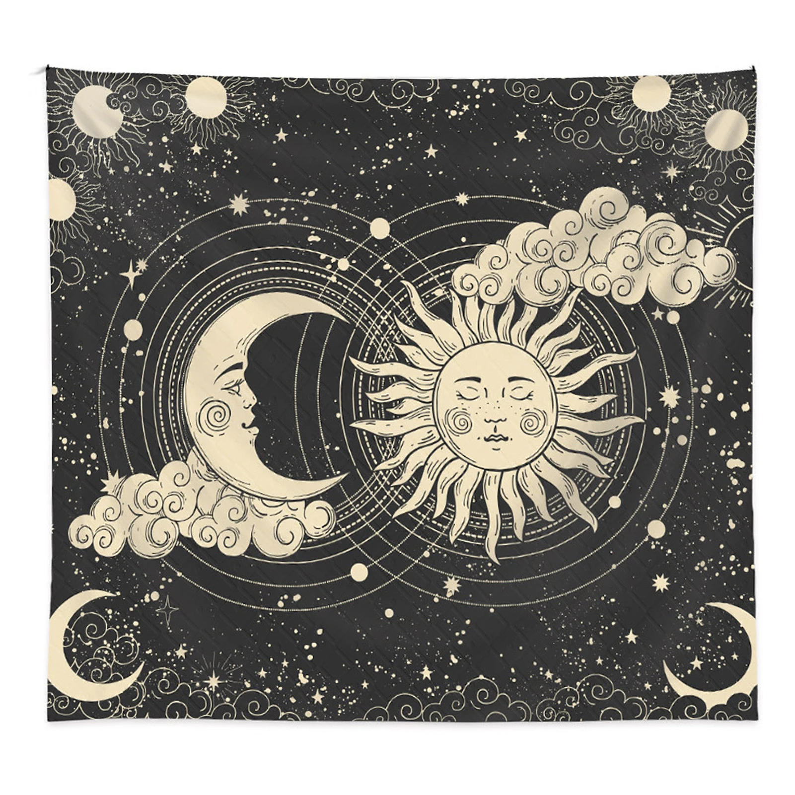 

1PCS Home Party Decoration Vertical Bohemia Tapestry Sun With Moon Pattern Room Background Hanging Cloth