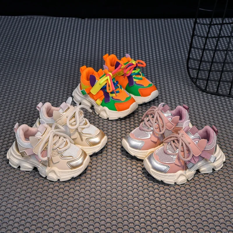 Students Sports Shoes Thick Soft Sole Boys Girls Running Shoes Colorful Fashion 2024 New Trend Children Sneakers Non-slip Casual 2
