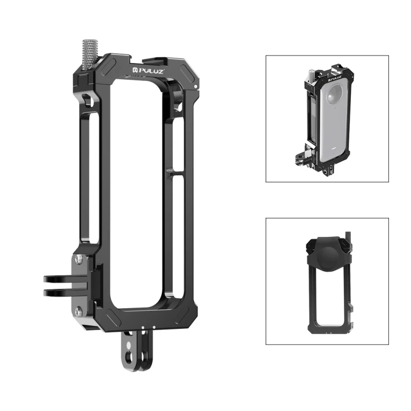 Description Picture 4 of itemPULUZ Camera Protective Frame For Insta360 X3 Metal Cage Rig Housing with Expand Cold Shoe Base & Tripod Adapter