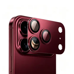 Premium Metal Glass Camera Lens Protector for iPhone - Durable Lens Cover Accessory (Burgundy)