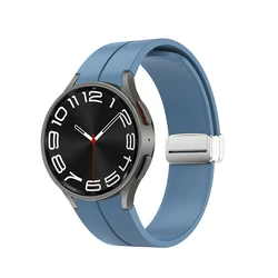 Magnetic Buckle Silicone Watch Strap for Watch 5-5 Pro (Premium blue-silver)