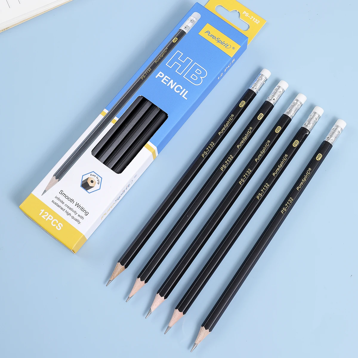 12-Pack Pre-Sharpened HB Woodcased Pencils with Erasers