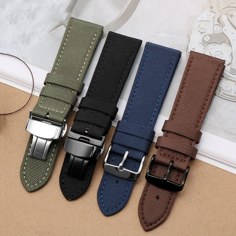 Universal Nylon Canvas Watch Band Bracelet, Men's & Women's Sports Accessory in Multiple Sizes (18mm-24mm)