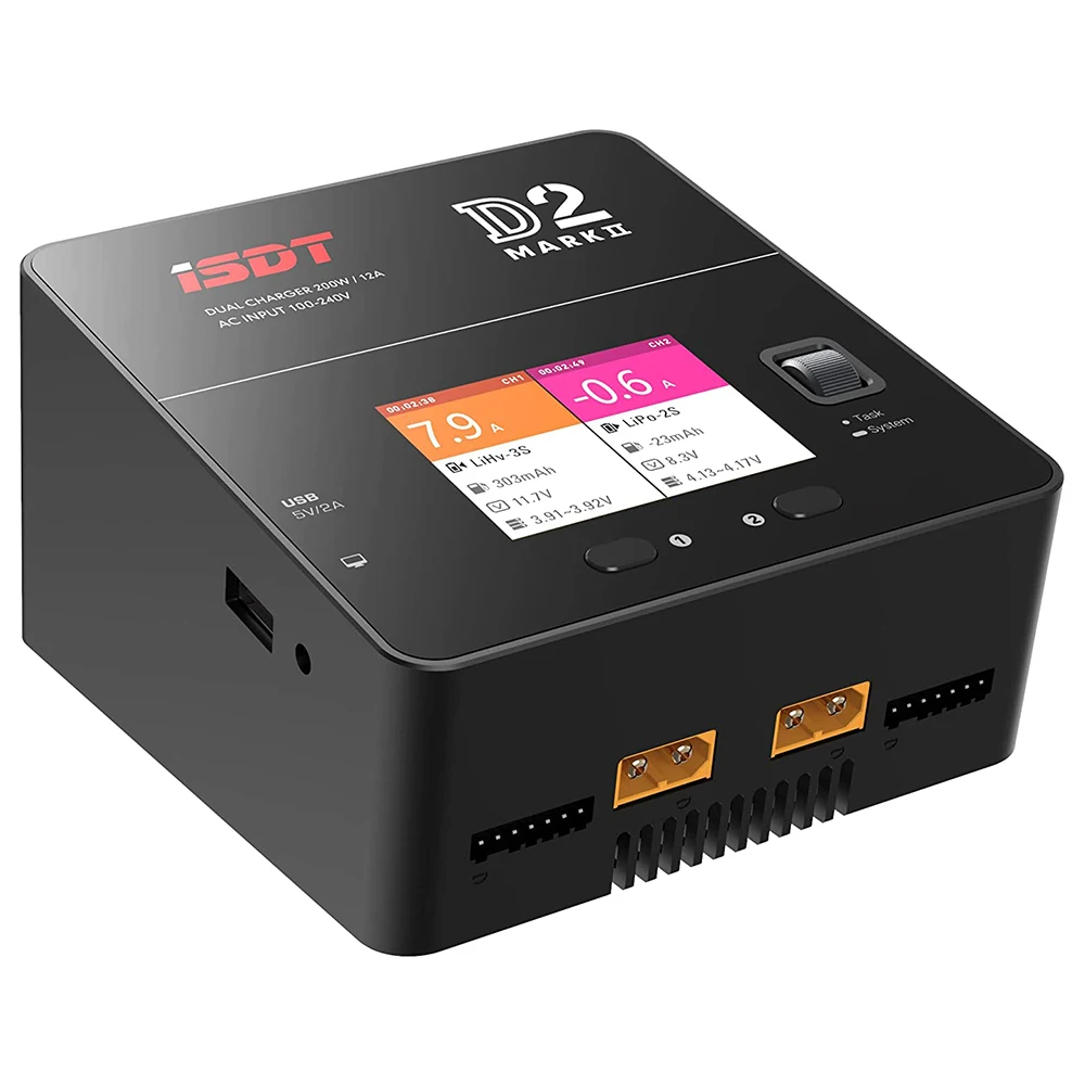 ISDT D2 Mark II 200W 24A Smart Balance Charger AC Dual Channel Output RC Charger For LiFe/Lilon/LiPo/LiHv NiMH/Cd PB Battery