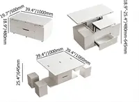 homary White Lift Top Coffee Table with Hidden Storage, 3 in 1 Multi-Function Modern Folding Center Table with 4 Stools and Cast 2