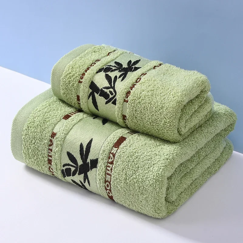 2pcs/Set Bamboo Fiber Towels Sets Home Bath Towels Adults Face Towel Thick Absorbent Luxury Bathroom Towels 5