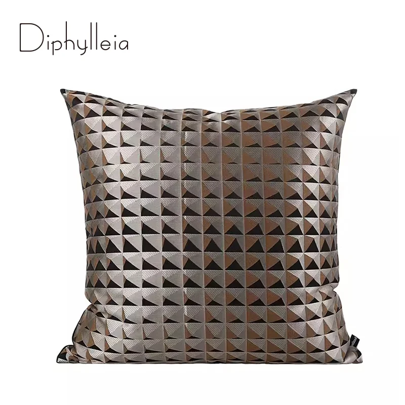 

Diphylleia Modern Triangle Geometric Jacquard Pillowcase Luxury Champagne Brown Cushion Cover Pillow Shams Protector 50x50cm