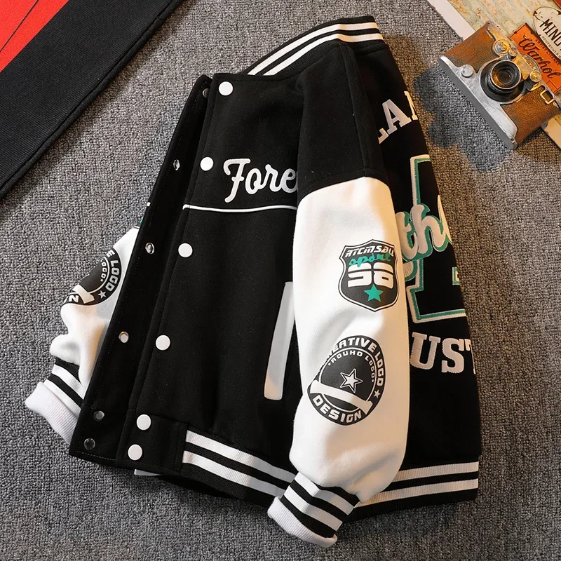 Kids Jackets Boys Coats Letter Printed Outerwear 3 To 12 Yrs Children's Thicken Teenagers Sport School Baseball Uniforms