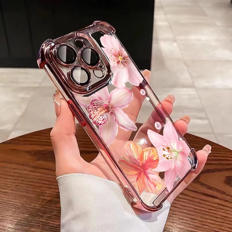 Plating Daisy Flowers Soft Transparent Phone Case Cover