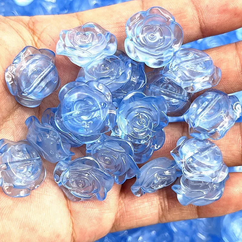 New 15pcs 20mm Colour Rose Flower Acrylic Loose Spacer Beads for Jewelry Making DIY Handmade Clothing Accessories