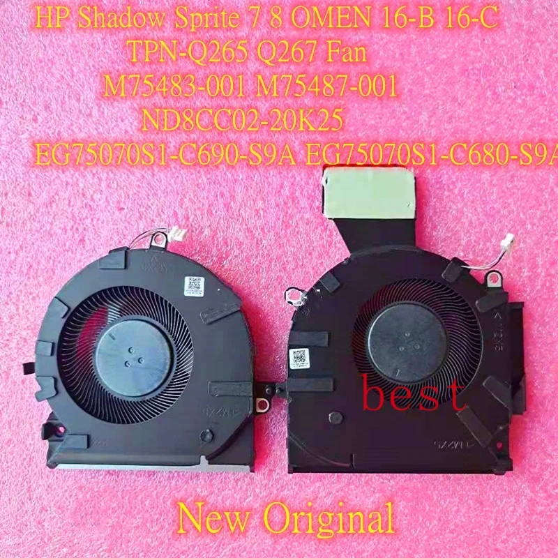 

New Original Laptop Cooling Fan For HP Shadow Sprite 7 8 OMEN 16-B 16-C TPN-Q265 Q267 Fan M7583-001 M75487-001 ND8CC02-20K25