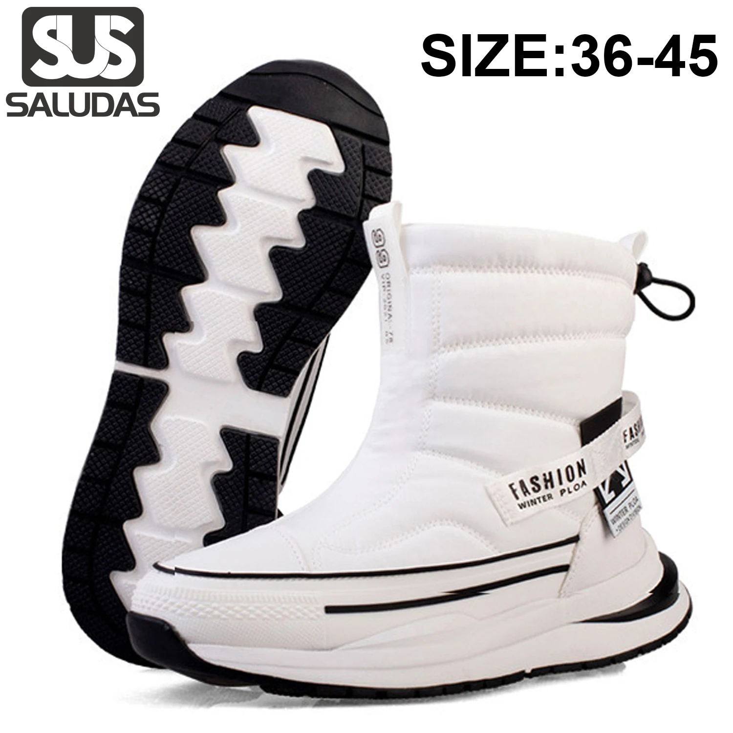 

SALUDAS Women Snow Boots 2022 Winter New Women Shoes Plush Warm Side Zipper Waterproof Winter Shoes Outdoor Casual Short Boots