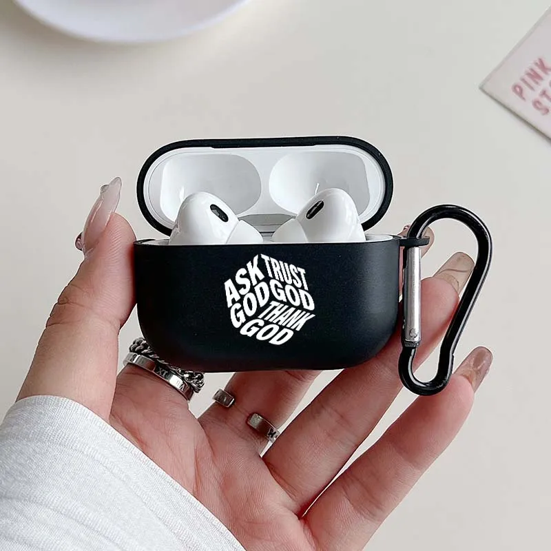 Black Christian Quote AirPods Case for Men and Women