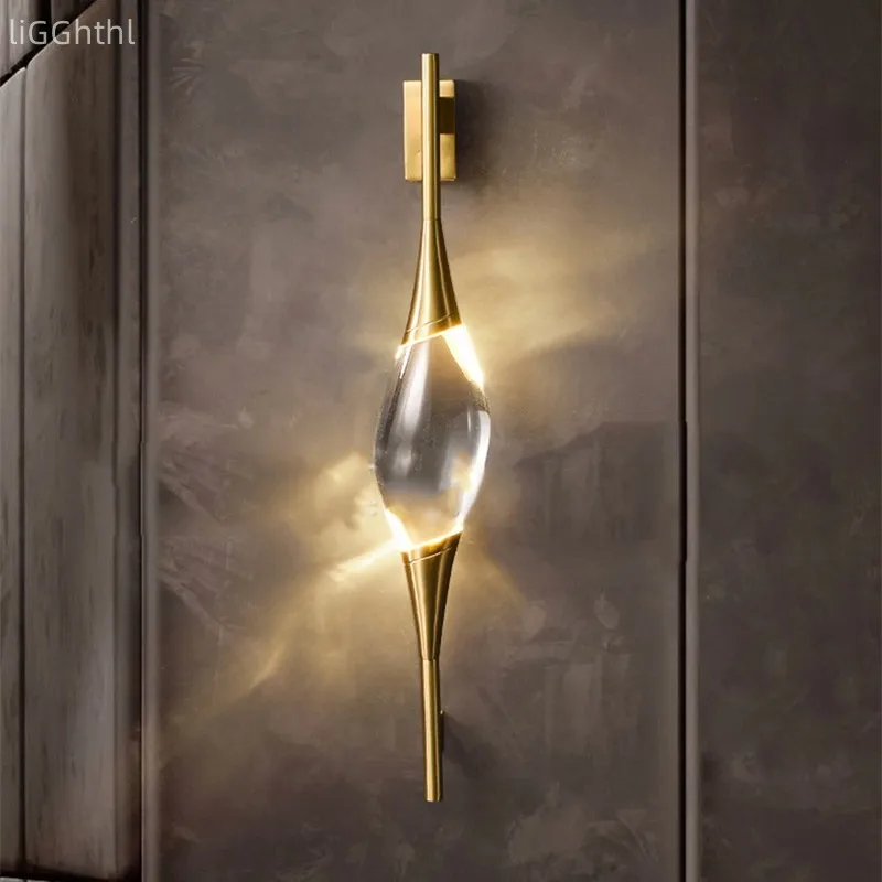 

All Copper Bedroom Crystal LED Wall Light Modern Simple Design Used in The Bedroom Living Room Study Dining Room Lights