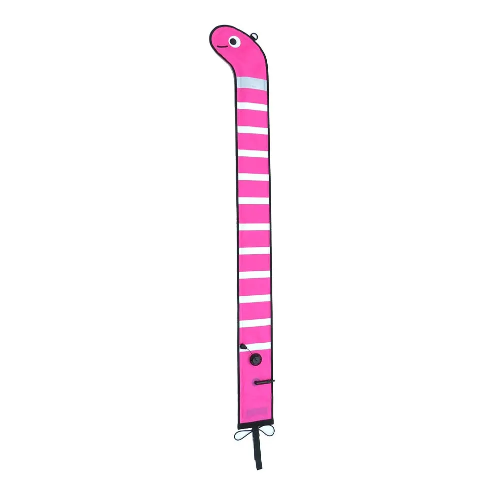 Nylon Scuba Diving SMB Marker Buoy 180x15cm Diver Below Signal in Eye Catching Sea Eel Shape with Reflective Strips