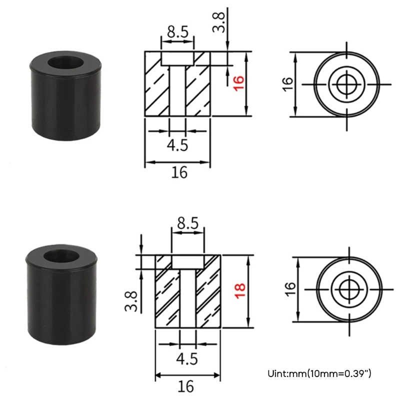 4Pcs Hot Bed Silicone Leveling Columns 16mm/18mm for Ender3 CR10 CR10S Platform Leveler 3D Printer Accessories Kit P9JB