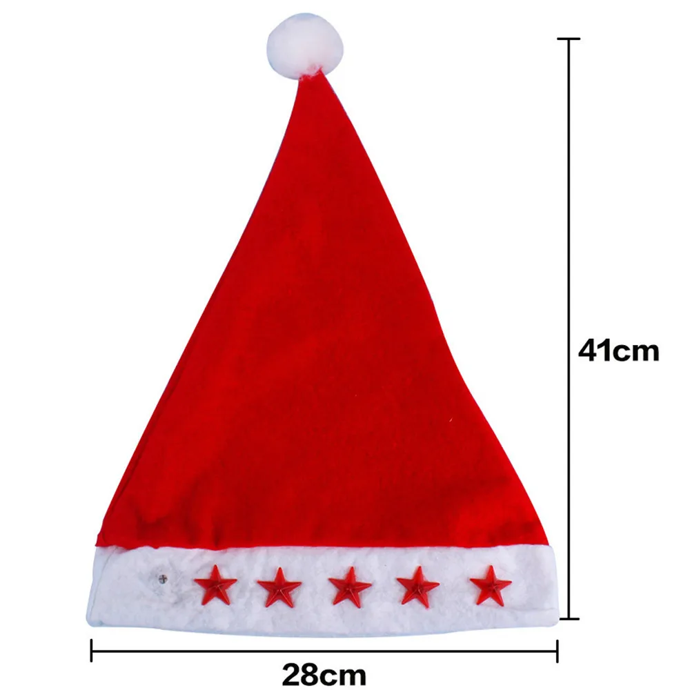 Glowing Christmas Hat Luminous Led Flashing Star Santa Hat For Adult 28x41cm