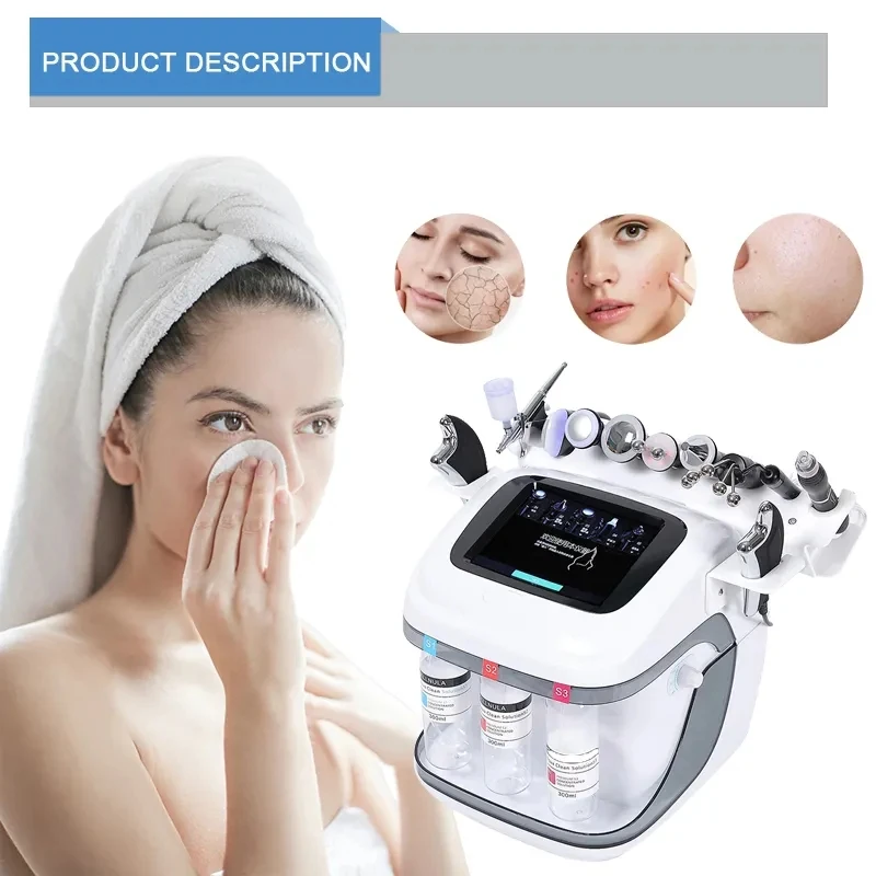 10 In 1 Dermabrasion H2o2 Aqua Peeling Lift Skin Bubble Moisturizer Oxygen Face Lifting Cleansing Beauty Machine Facial Massager