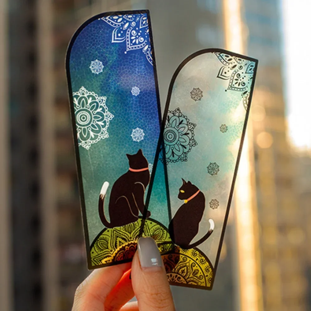 6 pcs/set Creative Kawaii Stationery Cute Black Cat Bookmarks PVC Transparent Durable Reading Book Mark School Supplies
