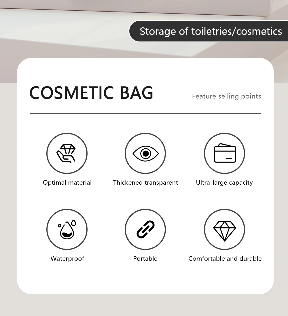 Description Picture 3 of itemProfessional with Adjustable Strap and Dividers Makeup Brush Case Makeup Artist Travel Clear Waterproof Cosmetic Organizer Bag