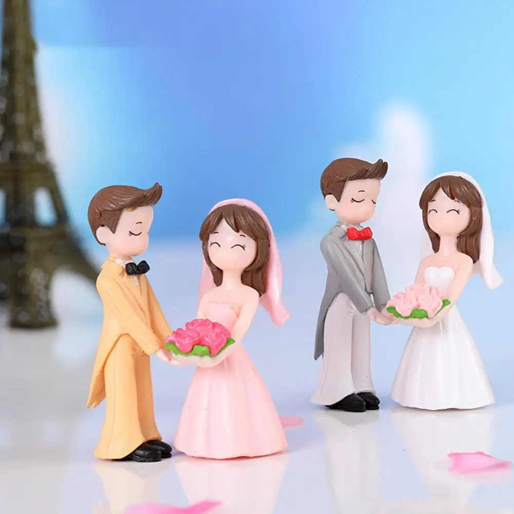 Boy Girl Statue Bright-colored Lovers Figure Unbreakable Adorable Great Chic Bride Groom Lovers Figure ornament crafts miniature figurines miniature couple ornament