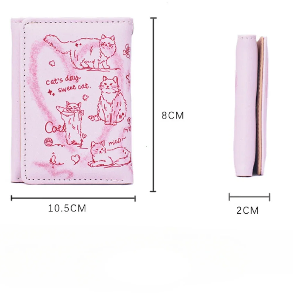 2025 New Women Wallets Female Leather Purses Card Holders Graffiti Cat Portable Coin Purse Large Capacity Money Bag Cute Wallet 6