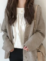 Chic Autumn Winter Retro Japanese Sle Knitted Sweater Women's Faionable Little Fraance Sle Outerwear Cardigan