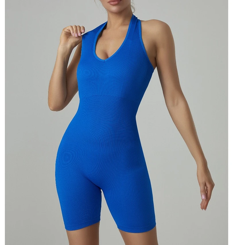 Description Picture 4 of itemHigh-elastic tight shaping garment, yoga halter top, fitness exercise tight buttock lift, high-elastic one-piece shorts