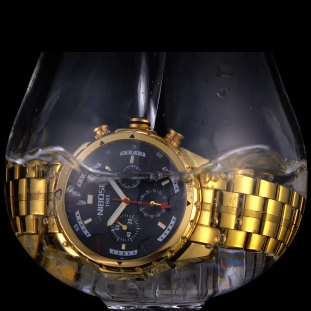 NIBOSI Mens Watches Top Brand Luxury Chronograph Quartz Watch Stainless Steel Waterproof  Luminous Wristwatch Relogio Masculino