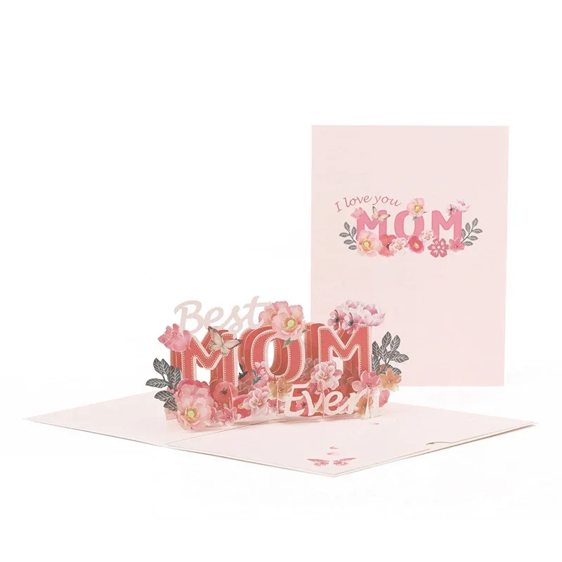 1pc-3d three-dimensional paper carving small card Mother's Day thanksgiving greeting card
