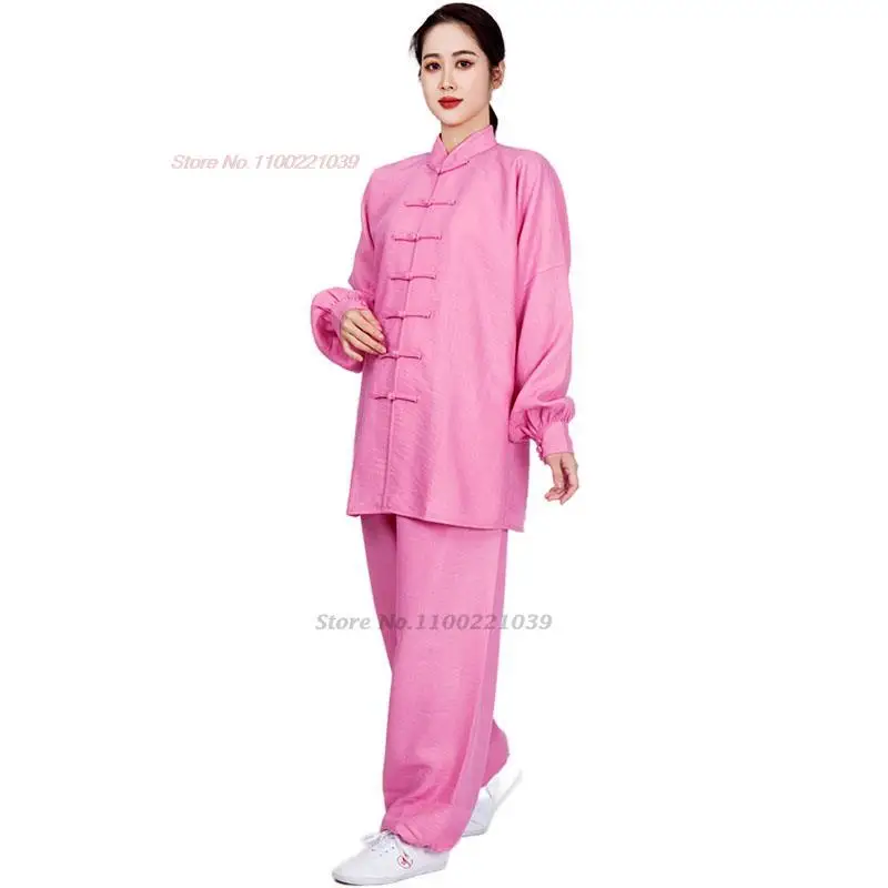 

2024 tai chi uniform chinese wushu kung fu set cotton linen taijiquan practice traditional martial arts wing chun exercise suit