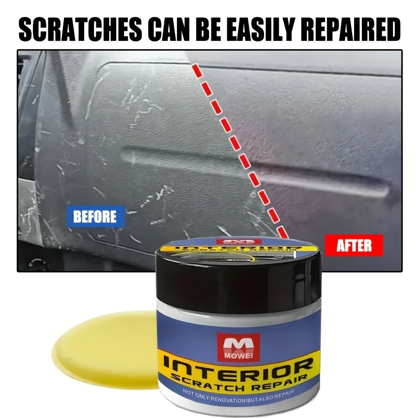 Car Interior Repair Paste-Scratch/Oxid Remover, Restores Shine for Dash/Seats/Plastics with UV Protect, Pro Grade Formula