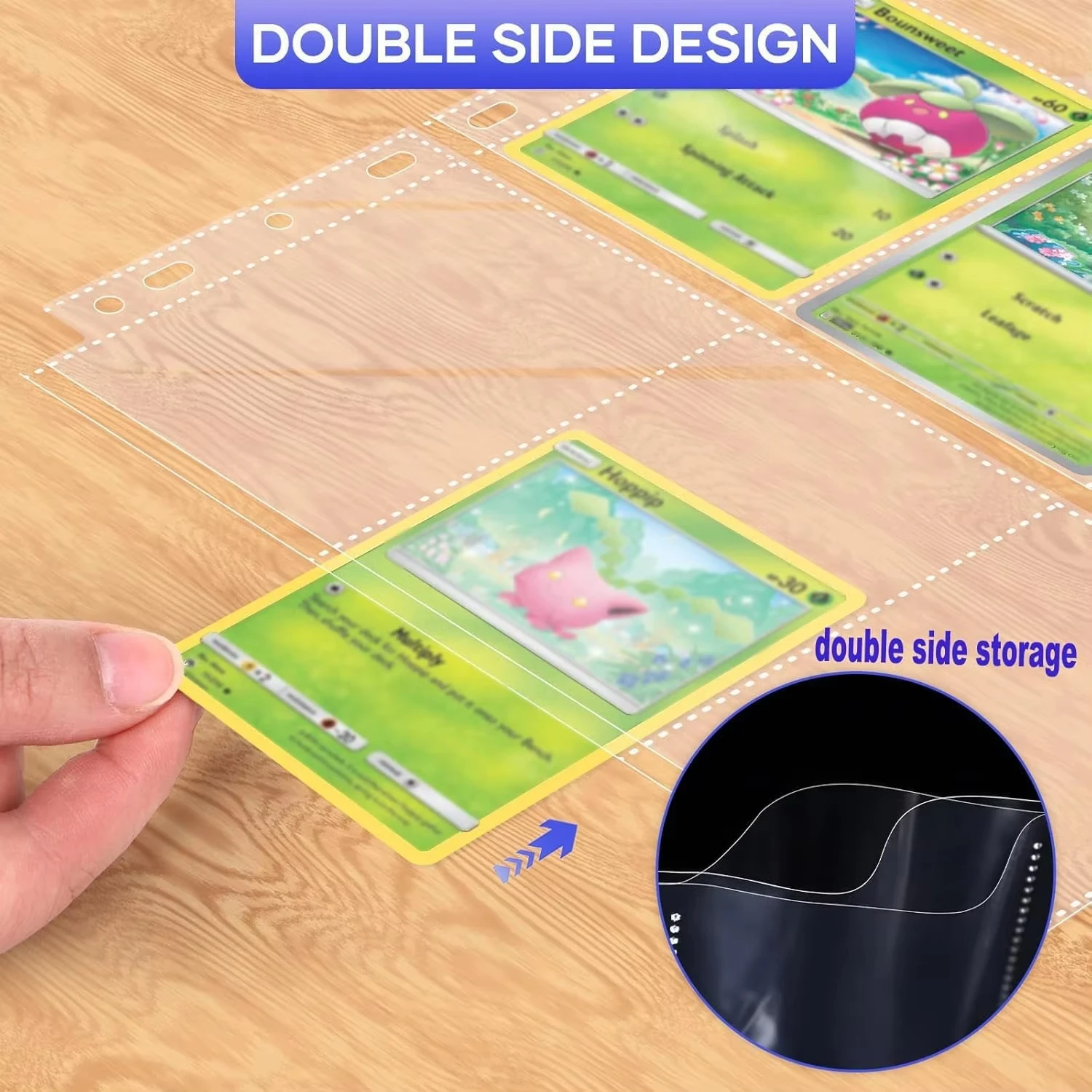 A4 Size 9 Pocket Trading Gaming Card Sleeves Double Side Storage Album Binder Pages Card Collection Holders Idol Photo Albums