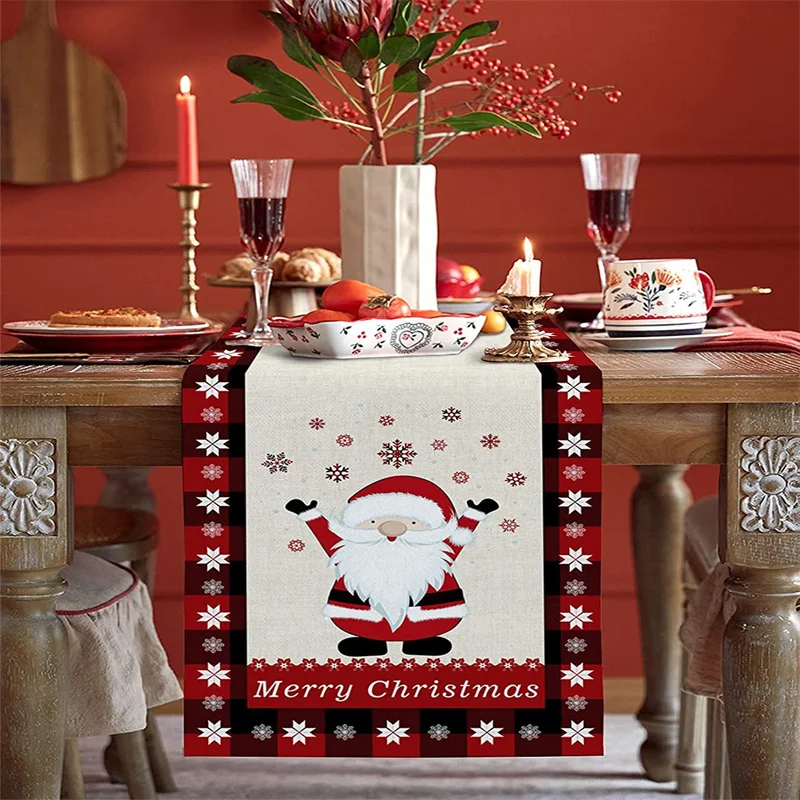 

Christmas Table Flag Christmas Santa Claus Table Runner Cover Tea Dining Table Mat Decoration For Home Holiday New Year Praty