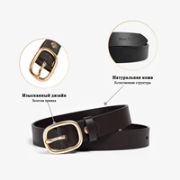 BeauToday Retro Belts Women Genuine Cow Leather Oval Metal Buckle Width 2.9cm Accessories 2023 Ladies Waistband Handmade 91004 - Image 2