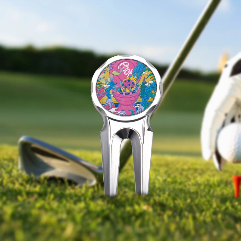 Free Shipping 15pcs/lot sublimation blank Golf fork Golf Metal  accessories gifts Heat Transfer printing DIY gifts