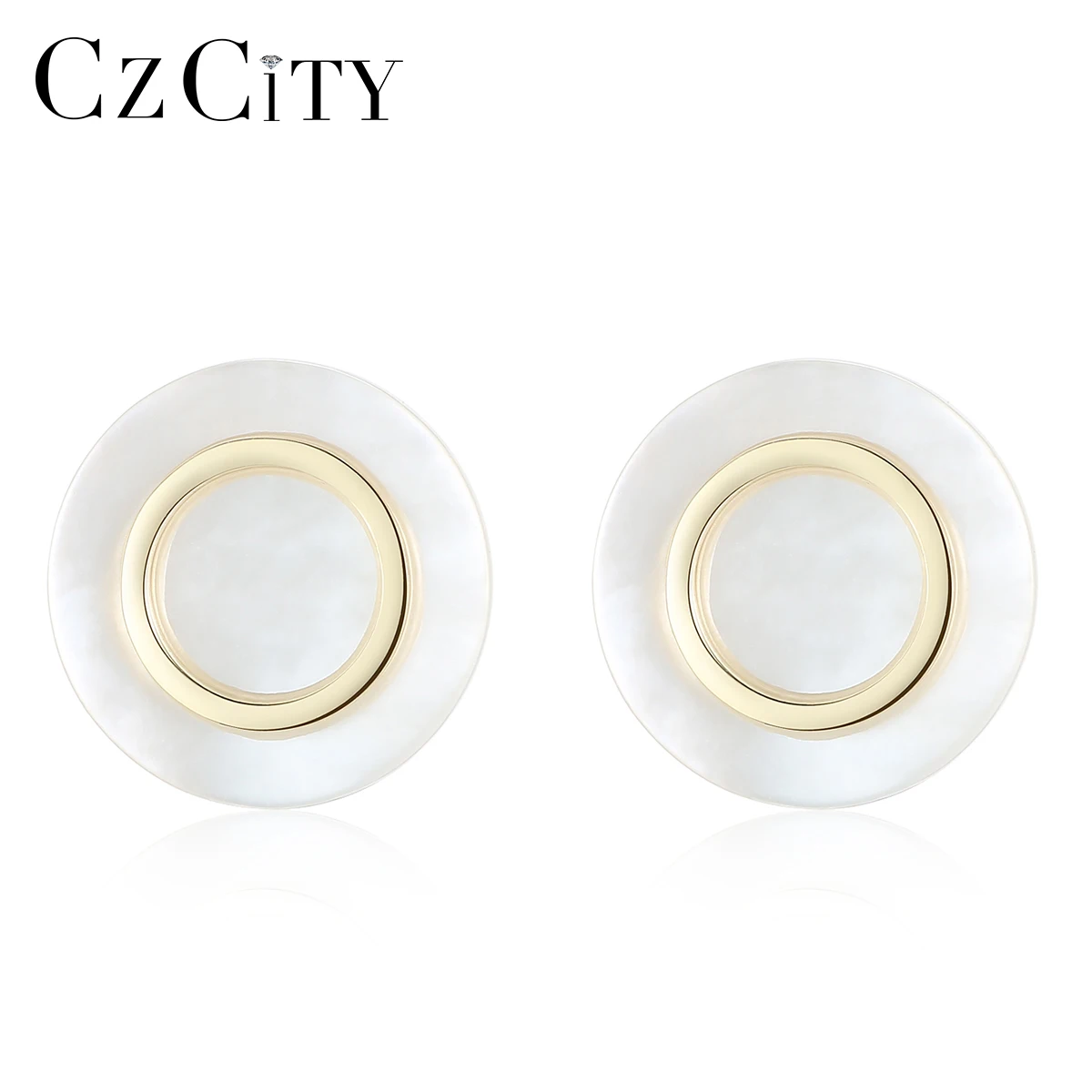 

CZCITY High Quality Elegant White Seashell Stud Earrings for Women 925 Sterling Silver Girl Piercing Stud Earring Charming Gift