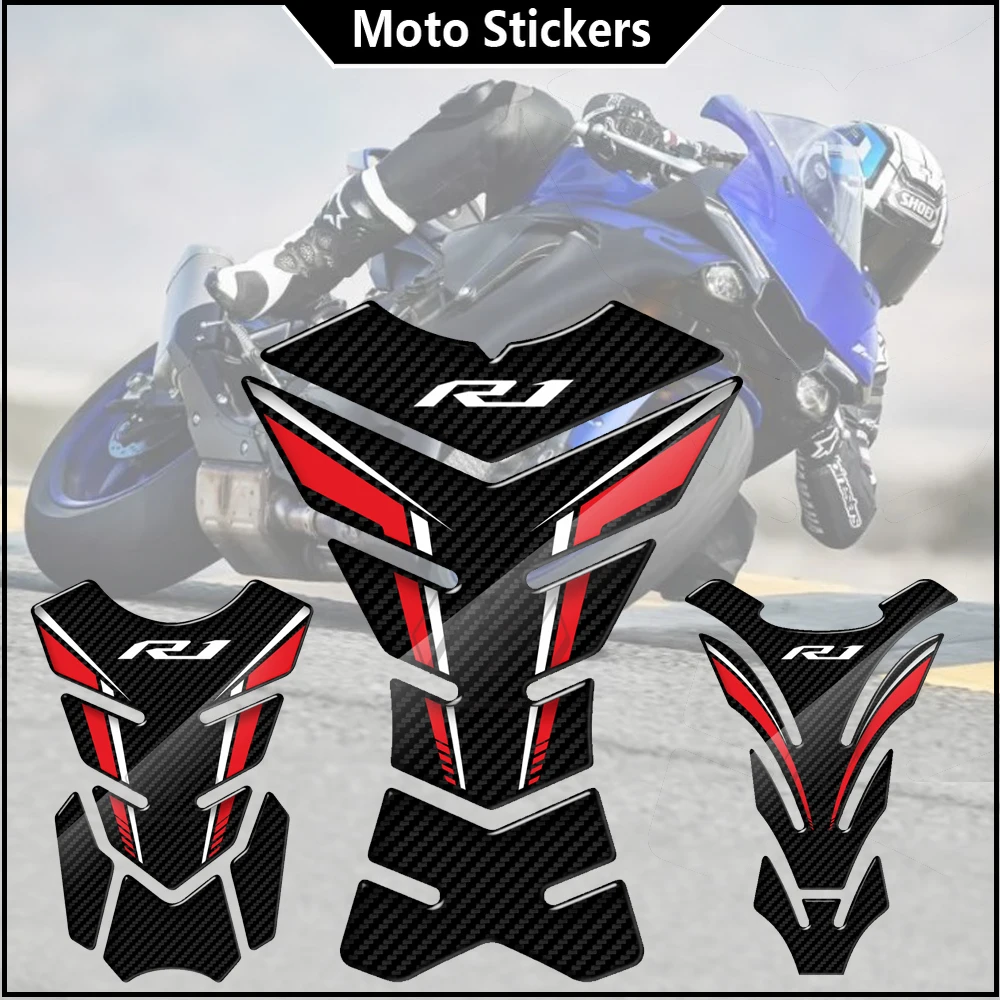 Per Yamaha Yzf-R1 R1 R1M Street Bike 3D Carbon-Look Moto Tank Pad Protector Sticker