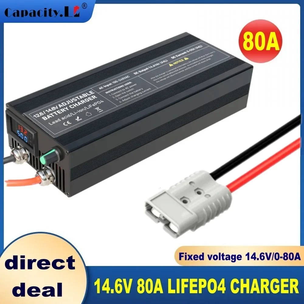 14.6V 80A 50A Battery Charger Lifepo4 Charger Current and Fixed Voltage 100V 240V Power Adapter with Display 40A 30A 20A charger adapter battery charger power supply adapter battery charger adapter