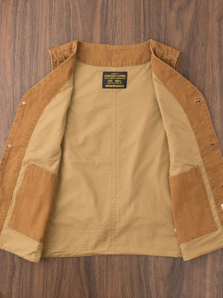 Heavyweight Amekaji American Retro Double-layer 12oz Canvas Outdoor Layered Vest Pockets Workwear Vest for Men Spring Autumn 4