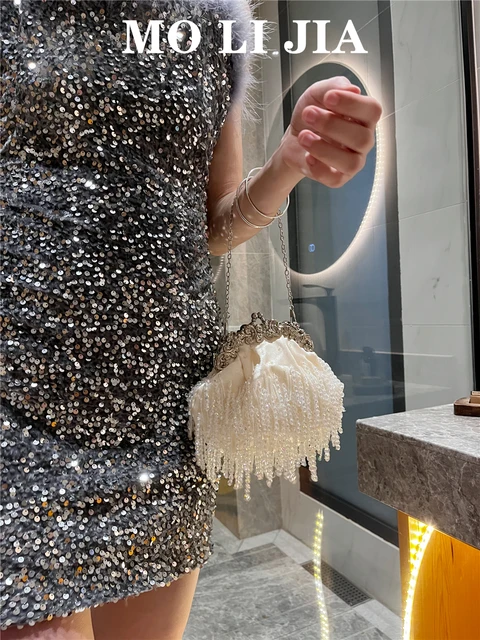 Borsa da donna in raso bianco di design di lusso borsa da sera con