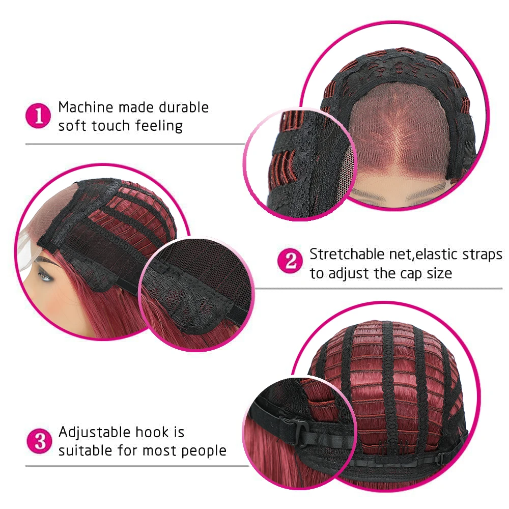 perucas sintéticas do laço de ushine parte reta peruca do laço cabelo fechamento do laço natural olhando polegada perucas louras para preto