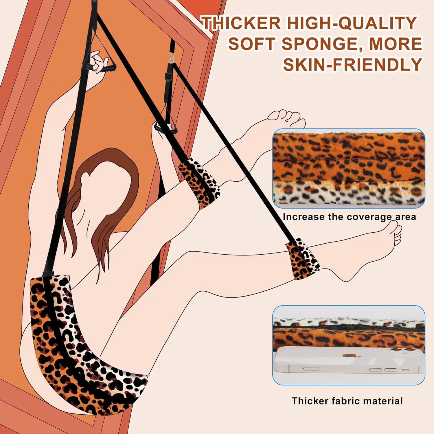 Door Sex Swing BDSM Leopard Padded Seat Hentai Sling Sex Game ACC Bondage Erotic Balance Sexy Toy for Couple Furniture