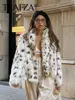 TRAFZA Autumn Winter Women Fashion Print Faux Fur Coat Casual Loose Long Sleeve Plush Thick Warm Jacket Female Y2K Streetwear 1