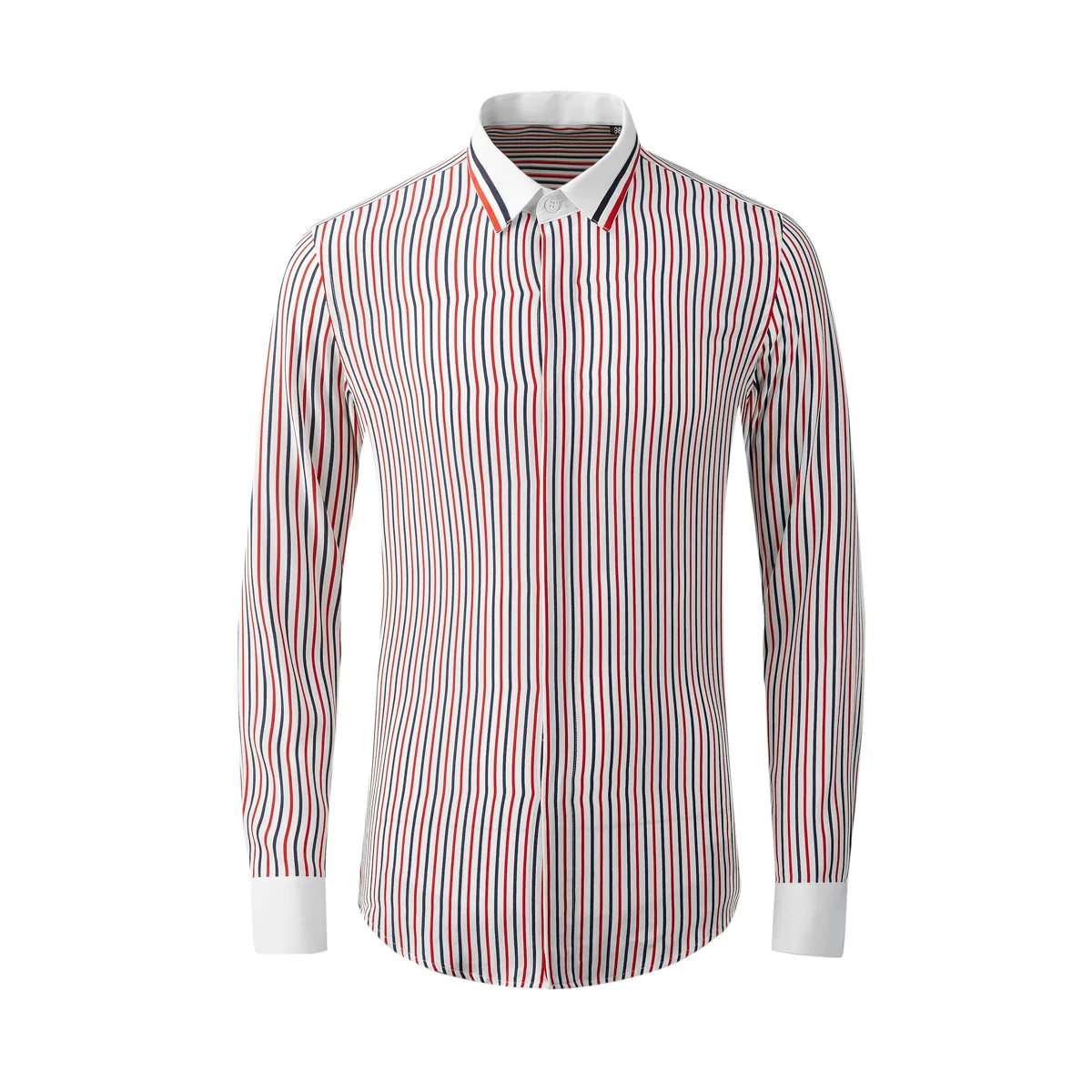 

High Quality Luxury Jewelry Luxury Men'S Button Up Stripes Shirt Business Men'S Dress Wear Slim Fit Stretchy Spandex Shirt
