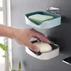 Drainage Soap Box Self-Adhesive Wall-Mounted Soap Storage Box Creative No Punching Bathroom Supplies Organizing Storage Shelf 2